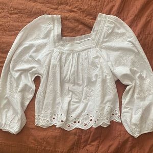 Square neck balloon sleeve embroidered blouse by Universal Thread